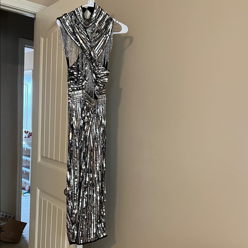 ASOS Black and Silver Backless Dress